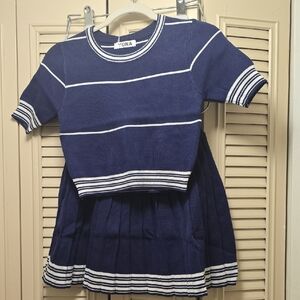 Navy Blue Skirt Set
